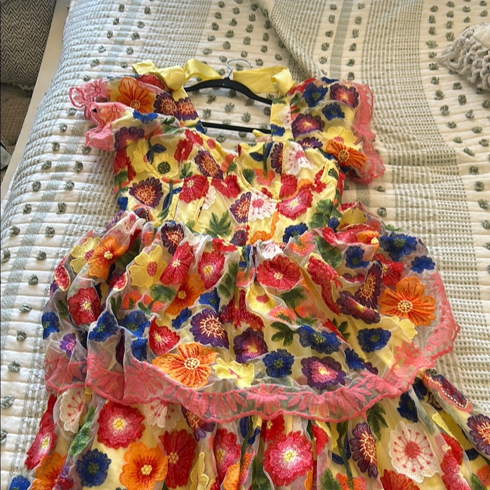 Floral Multicolor Dress with Ruffled Sleeves